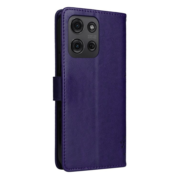 For Motorola Moto G75 5G Case Cat Tree Pattern Flip Leather Phone Cover - Purple