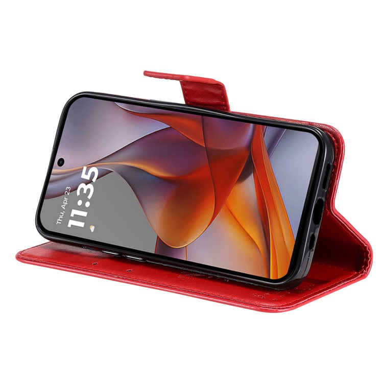 For Motorola Moto G75 5G Case Cat Tree Pattern Flip Leather Phone Cover - Red