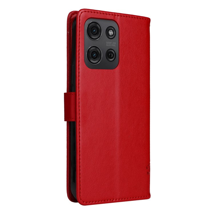 For Motorola Moto G75 5G Case Cat Tree Pattern Flip Leather Phone Cover - Red