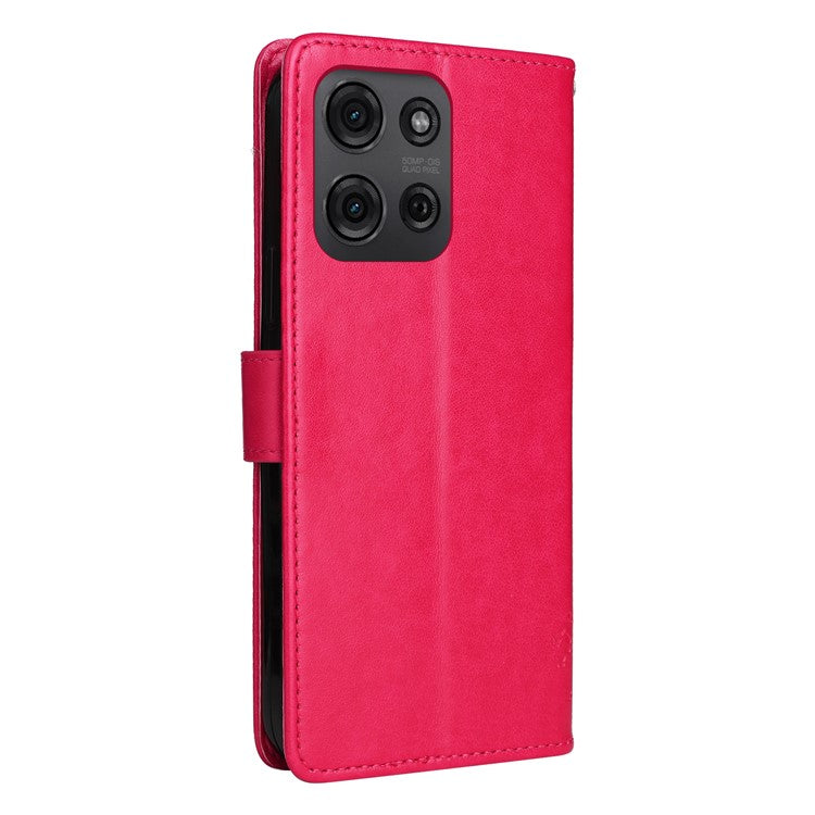 For Motorola Moto G75 5G Case Cat Tree Pattern Flip Leather Phone Cover - Rose