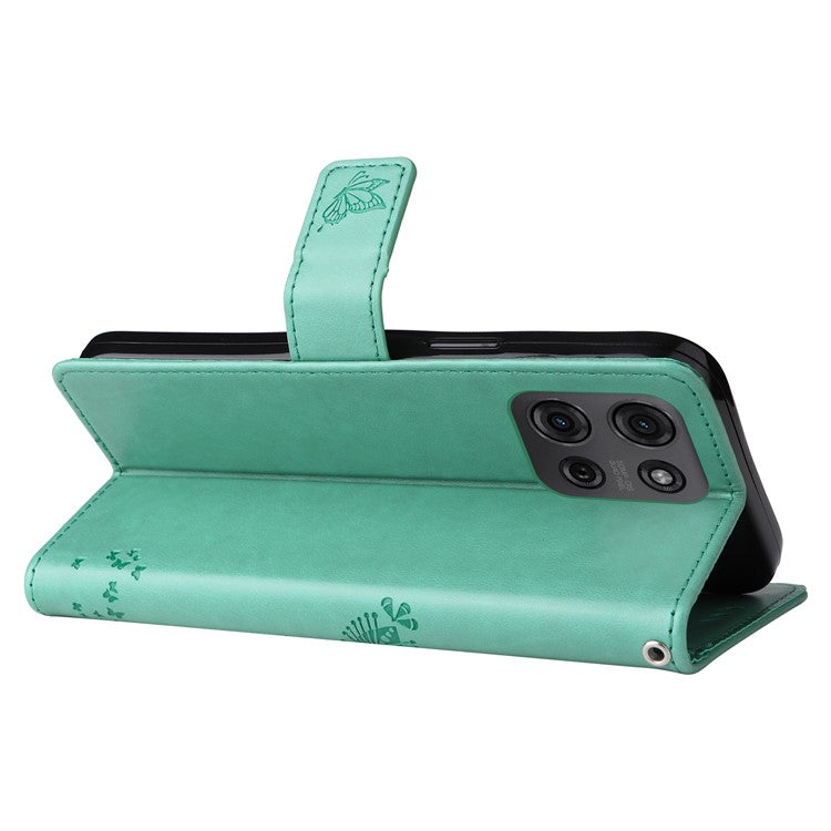 For Motorola Moto G75 5G Case Cat Tree Pattern Flip Leather Phone Cover - Green