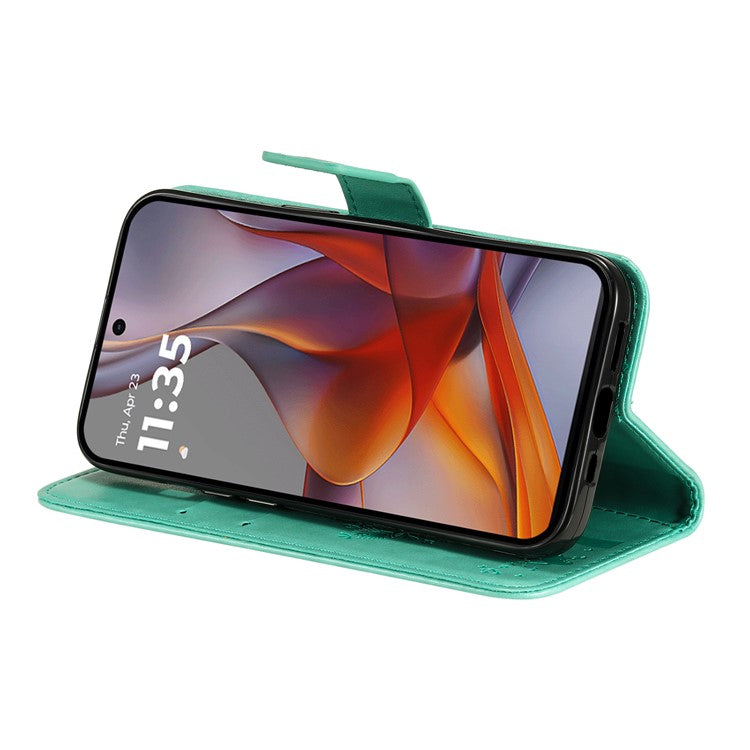 For Motorola Moto G75 5G Case Cat Tree Pattern Flip Leather Phone Cover - Green