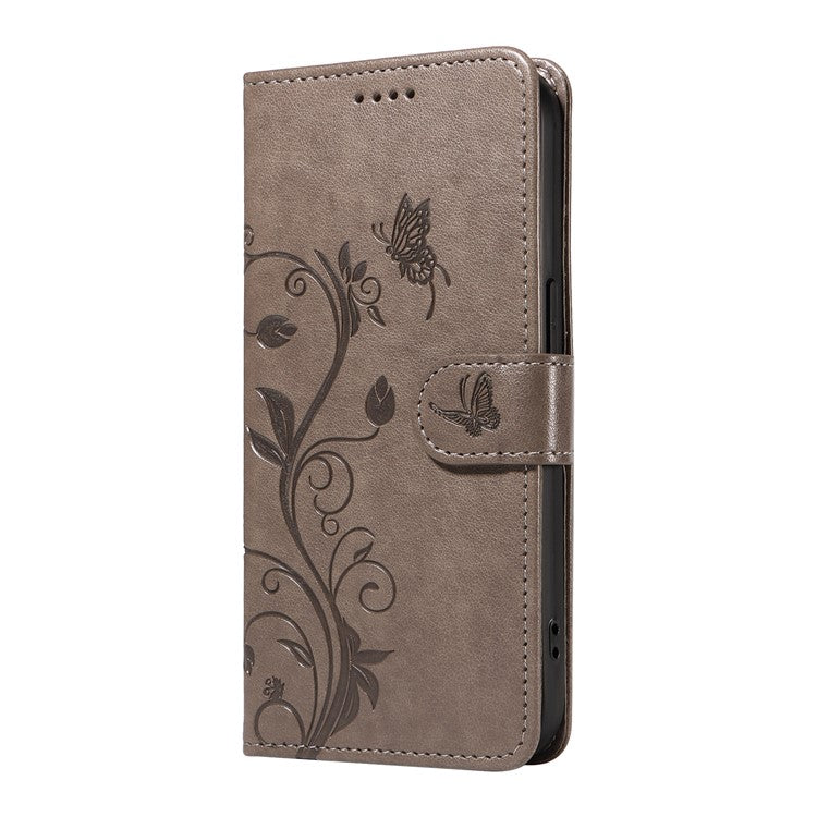 For Motorola Moto G75 5G Case Flower Pattern PU Leather Wallet Phone Cover - Grey
