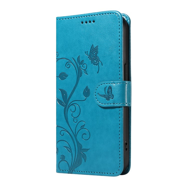 For Motorola Moto G75 5G Case Flower Pattern PU Leather Wallet Phone Cover - Blue