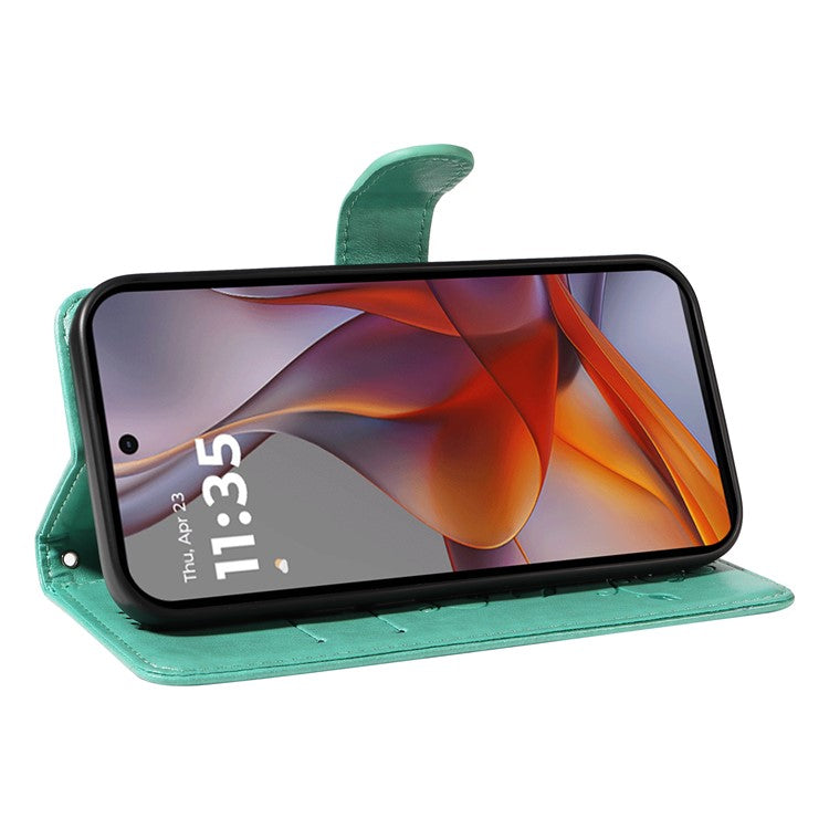 For Motorola Moto G75 5G Case Flower Pattern PU Leather Wallet Phone Cover - Green