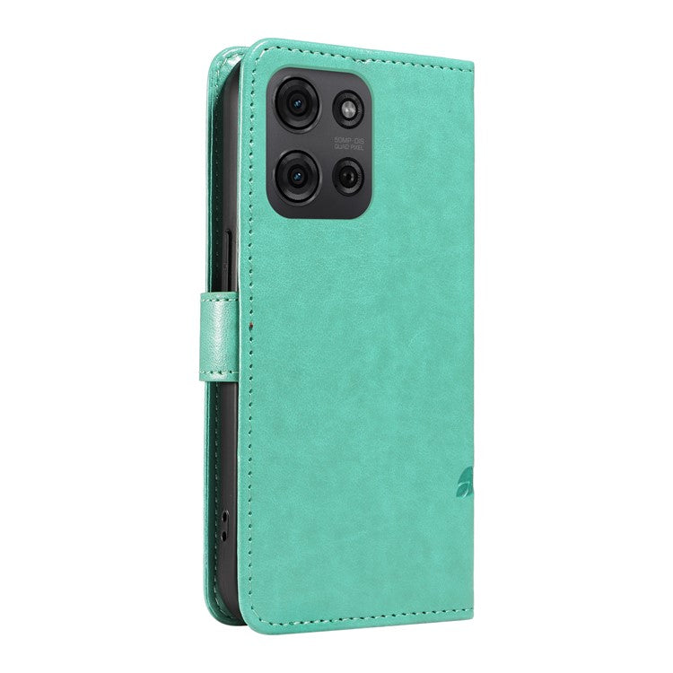 For Motorola Moto G75 5G Case Flower Pattern PU Leather Wallet Phone Cover - Green