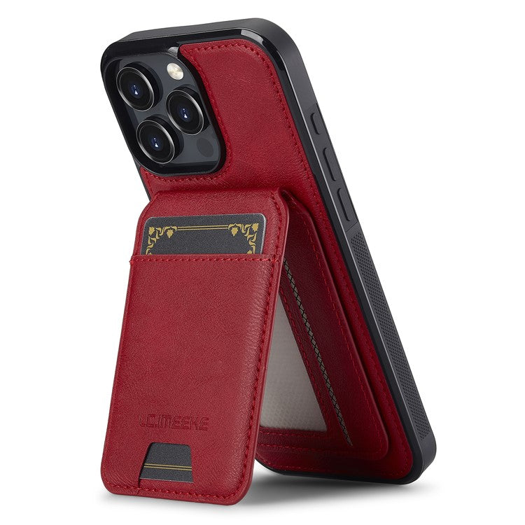 LC.IMEEKE L3 For iPhone 16 Pro Magnetic Case Detachable Card Holder Leather+TPU Mobile Cover - Red