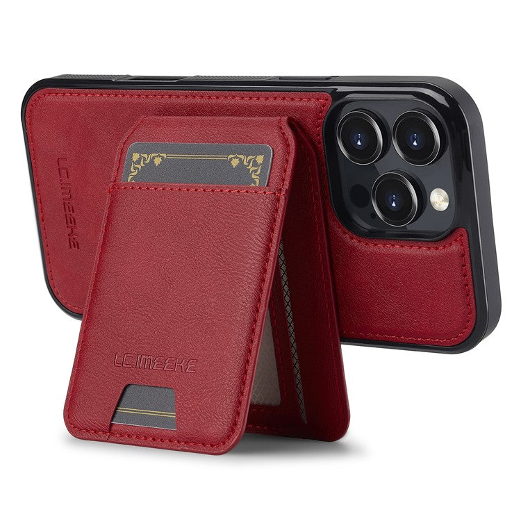 LC.IMEEKE L3 For iPhone 16 Pro Magnetic Case Detachable Card Holder Leather+TPU Mobile Cover - Red