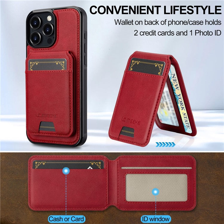 LC.IMEEKE L3 For iPhone 16 Pro Magnetic Case Detachable Card Holder Leather+TPU Mobile Cover - Red
