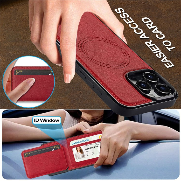 LC.IMEEKE L3 For iPhone 16 Pro Magnetic Case Detachable Card Holder Leather+TPU Mobile Cover - Red