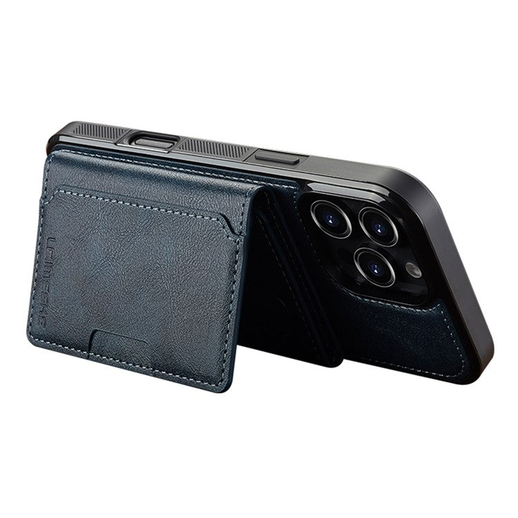LC.IMEEKE L5 For iPhone 16 Pro Magnetic Phone Case Leather Back Cover with Detachable Card Holder - Blue