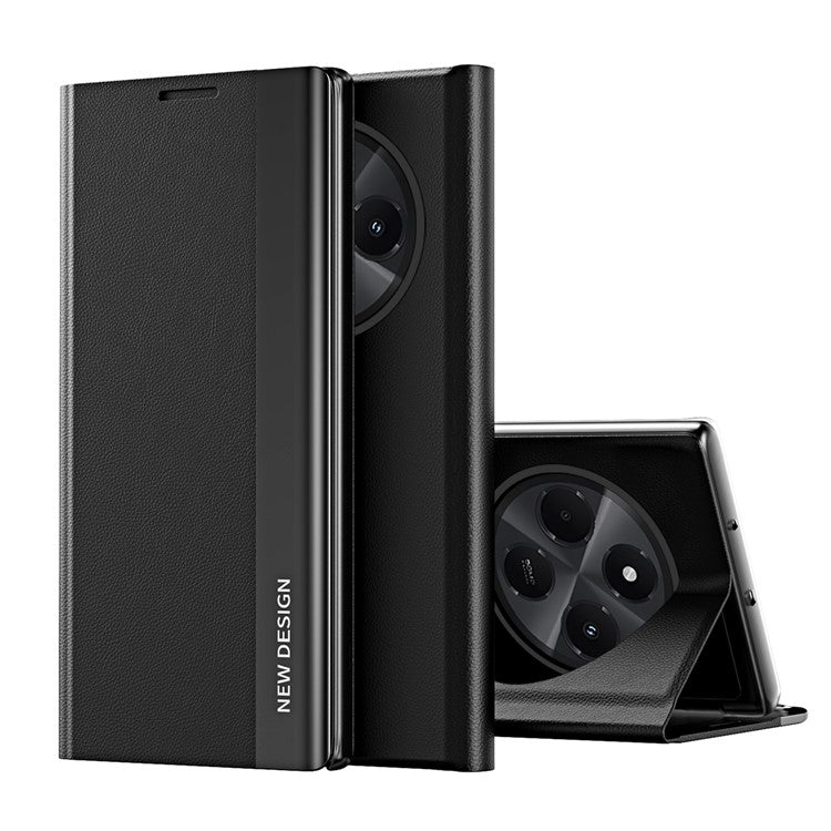 Case For Xiaomi Redmi 14C 4G / 14R 5G / Poco C75 4G Anti-Drop Leather Phone Cover with Stand - Black