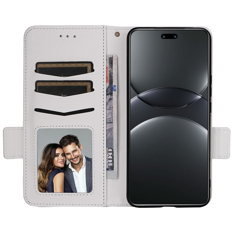 For Huawei nova 13 Pro 5G Case Litchi Texture PU Leather Wallet Flip Phone Cover - White