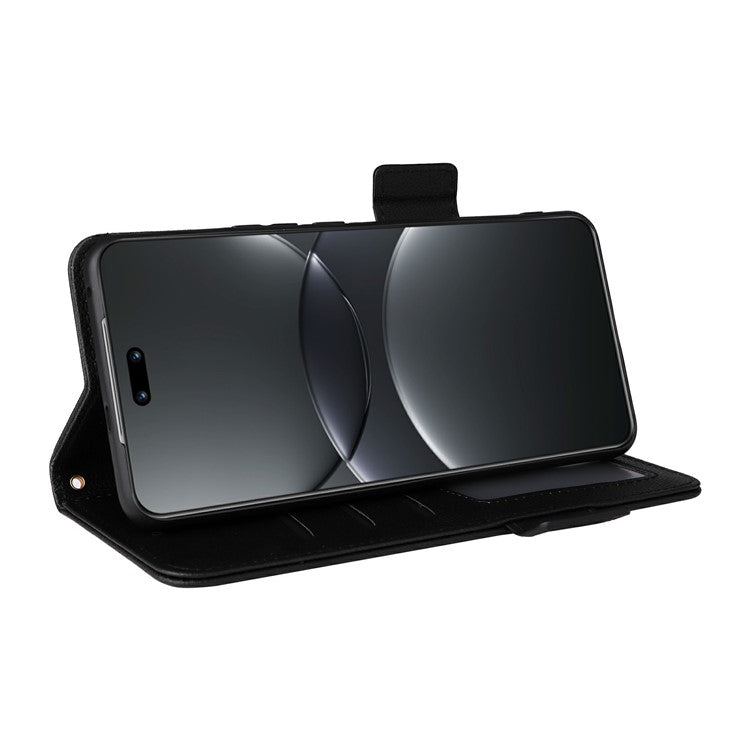 For Huawei nova 13 Pro 5G Case Litchi Texture PU Leather Wallet Flip Phone Cover - Black