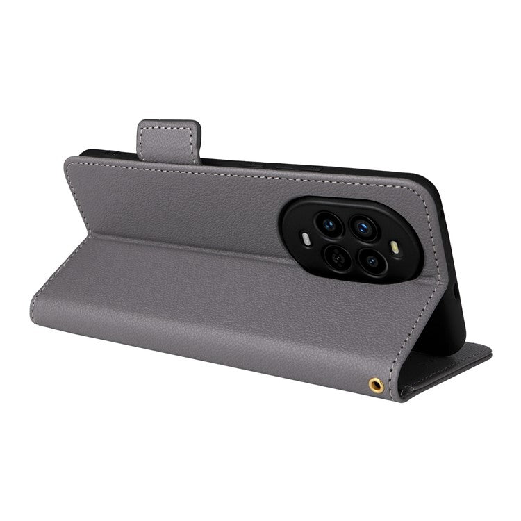 For Huawei nova 13 Pro 5G Case Litchi Texture PU Leather Wallet Flip Phone Cover - Grey