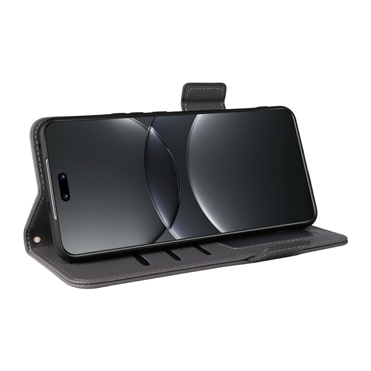 For Huawei nova 13 Pro 5G Case Litchi Texture PU Leather Wallet Flip Phone Cover - Grey