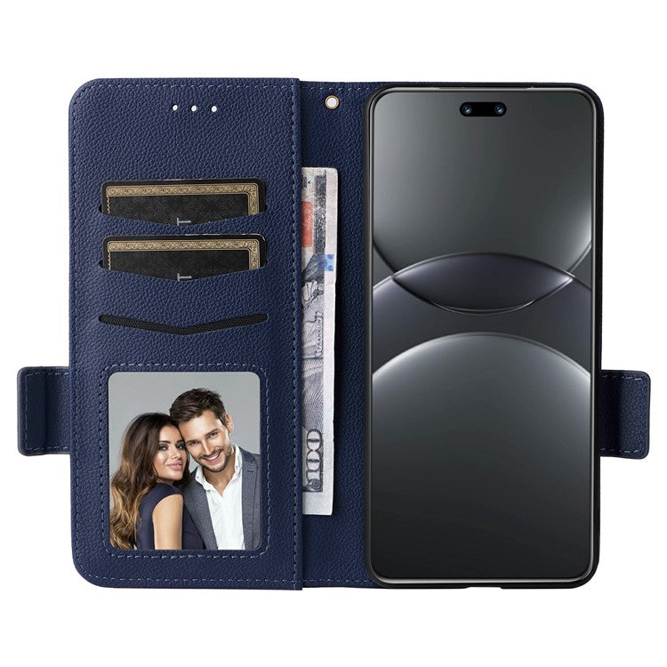 For Huawei nova 13 Pro 5G Case Litchi Texture PU Leather Wallet Flip Phone Cover - Dark Blue