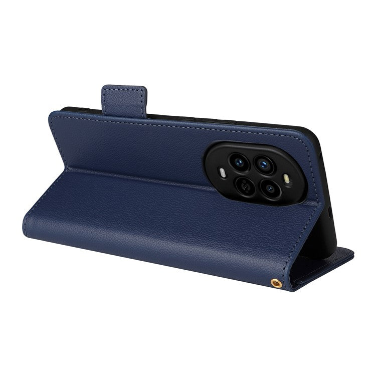 For Huawei nova 13 Pro 5G Case Litchi Texture PU Leather Wallet Flip Phone Cover - Dark Blue