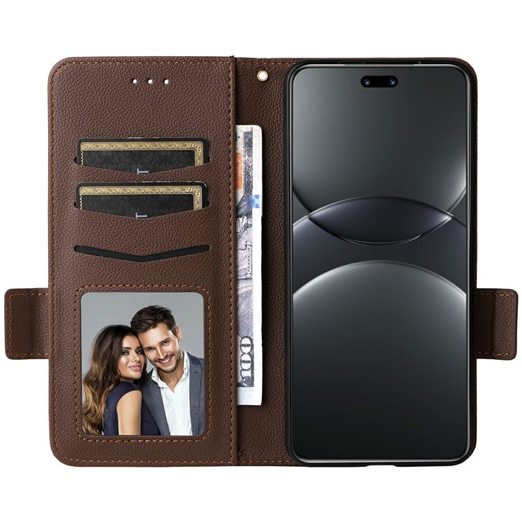 For Huawei nova 13 Pro 5G Case Litchi Texture PU Leather Wallet Flip Phone Cover - Brown