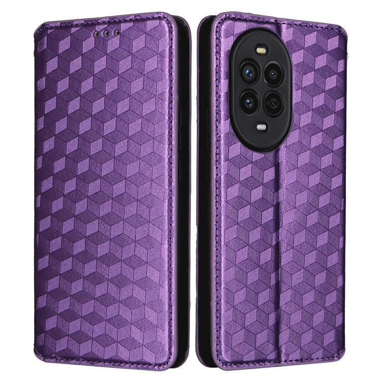 For Huawei nova 13 Pro 5G Wallet Case Rhombus Imprinted Leather Phone Cover - Purple