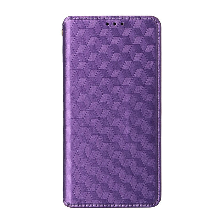 For Huawei nova 13 Pro 5G Wallet Case Rhombus Imprinted Leather Phone Cover - Purple