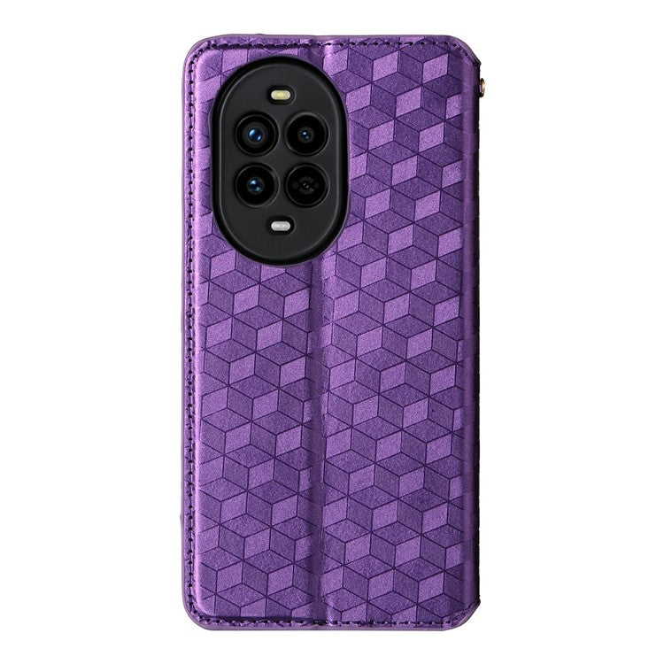 For Huawei nova 13 Pro 5G Wallet Case Rhombus Imprinted Leather Phone Cover - Purple
