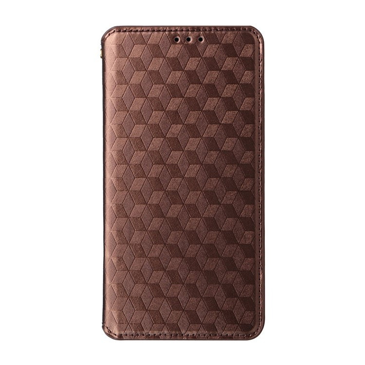 For Huawei nova 13 Pro 5G Wallet Case Rhombus Imprinted Leather Phone Cover - Brown