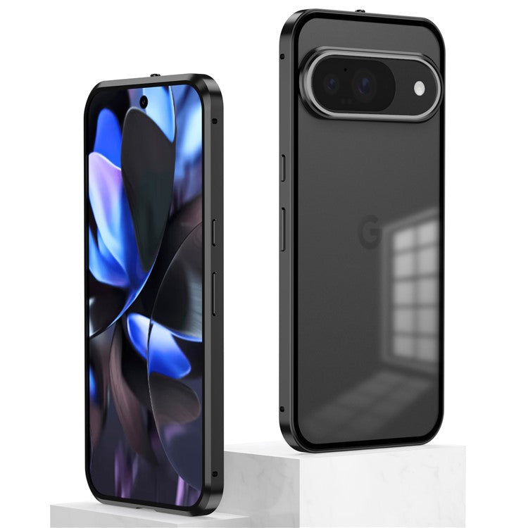 For Google Pixel 9 / Pixel 9 Pro Matte Case Aluminium Alloy+PC Phone Cover Pop-Up Snap Lock - Grey