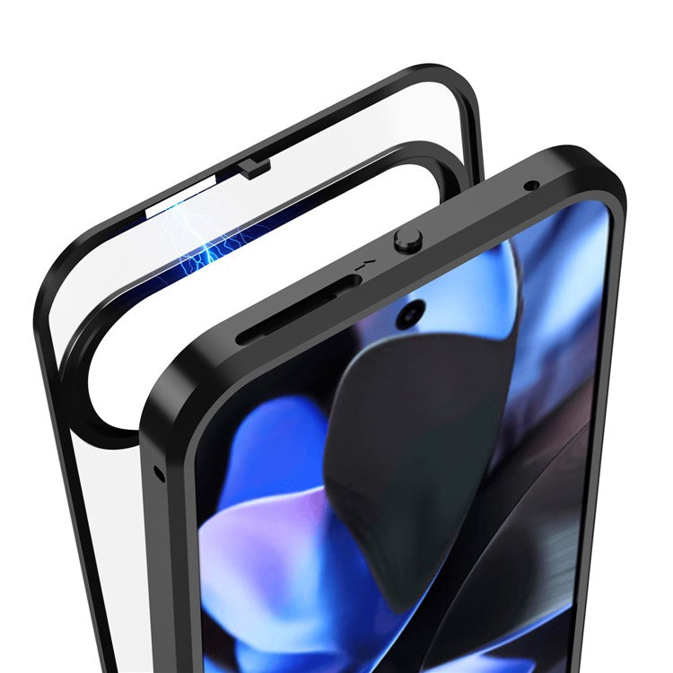 For Google Pixel 9 / Pixel 9 Pro Matte Case Aluminium Alloy+PC Phone Cover Pop-Up Snap Lock - Grey