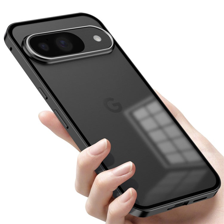 For Google Pixel 9 / Pixel 9 Pro Matte Case Aluminium Alloy+PC Phone Cover Pop-Up Snap Lock - Pink