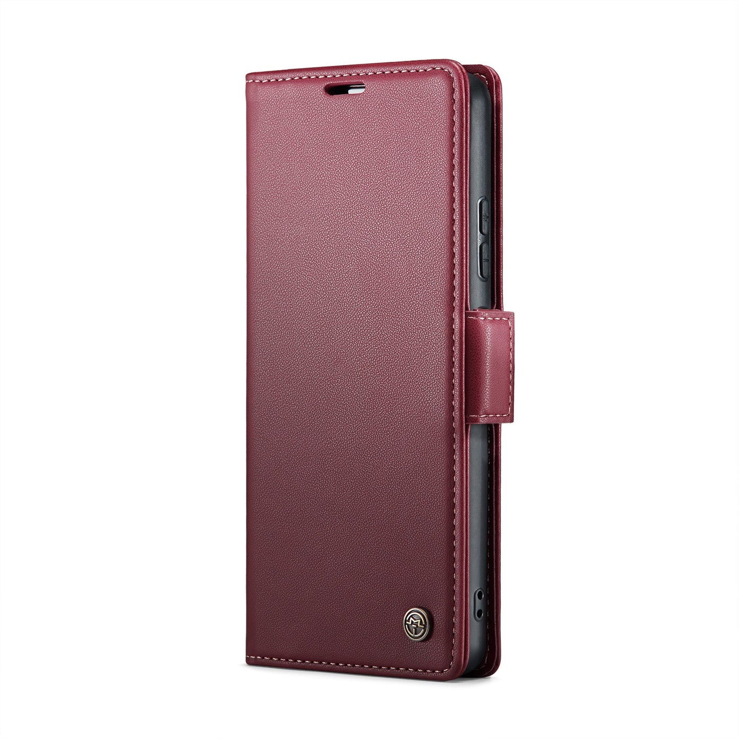 For Xiaomi Redmi Note 14 5G Case CASEME 023 Series RFID Blocking Leather Wallet Stand Phone Cover - Red