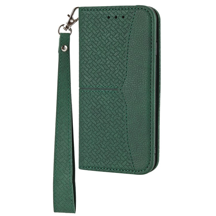 For Google Pixel 9a Case Woven Texture PU Leather Wallet Phone Cover - Green