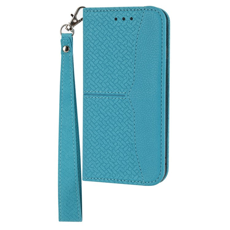 For Google Pixel 9a Case Woven Texture PU Leather Wallet Phone Cover - Blue