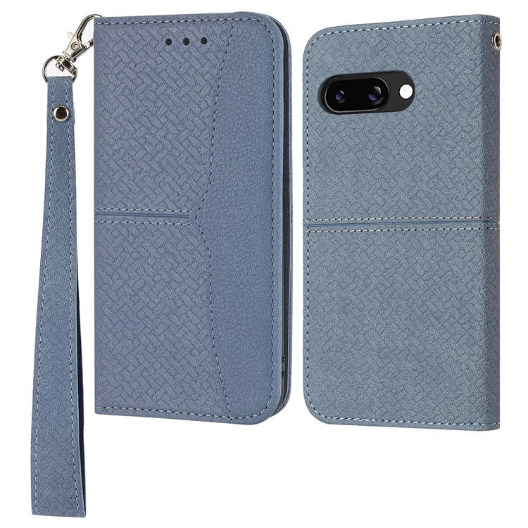 For Google Pixel 9a Case Woven Texture PU Leather Wallet Phone Cover - Grey