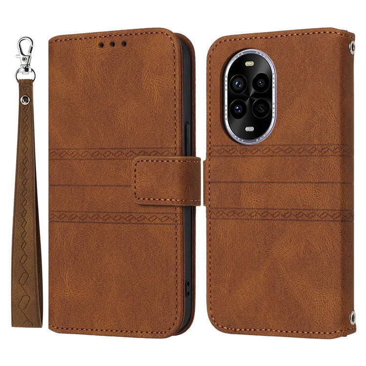 For Huawei nova 13 Pro 5G Case Wallet Skin-Touch Leather Imprinted Phone Cover - Brown
