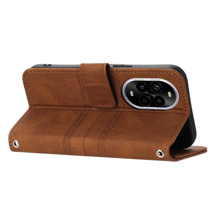 For Huawei nova 13 Pro 5G Case Wallet Skin-Touch Leather Imprinted Phone Cover - Brown