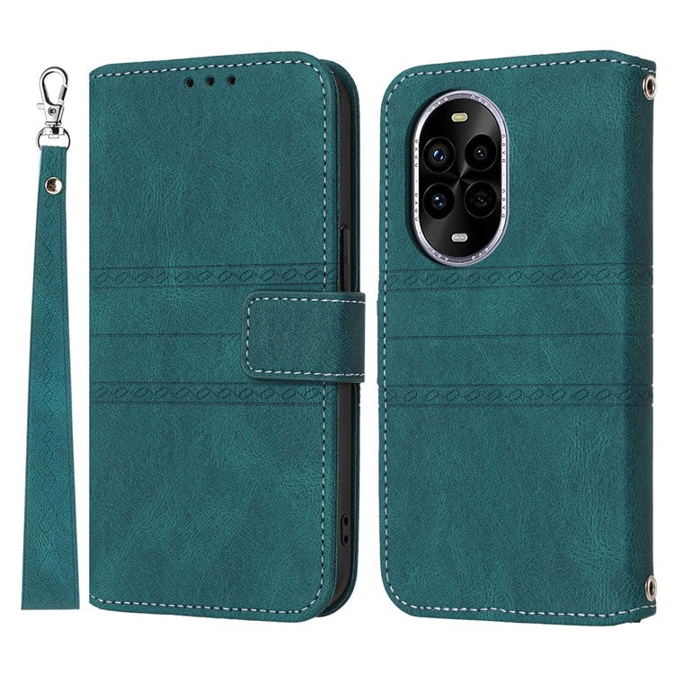 For Huawei nova 13 Pro 5G Case Wallet Skin-Touch Leather Imprinted Phone Cover - Blackish Green