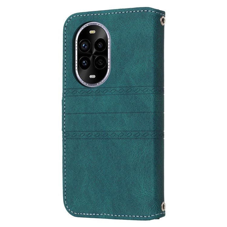 For Huawei nova 13 Pro 5G Case Wallet Skin-Touch Leather Imprinted Phone Cover - Blackish Green