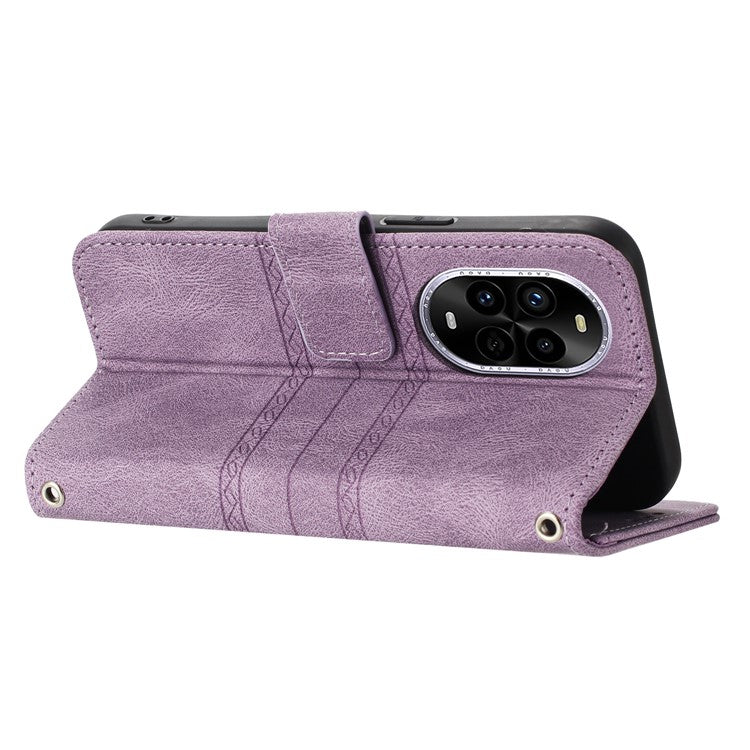 For Huawei nova 13 Pro 5G Case Wallet Skin-Touch Leather Imprinted Phone Cover - Purple