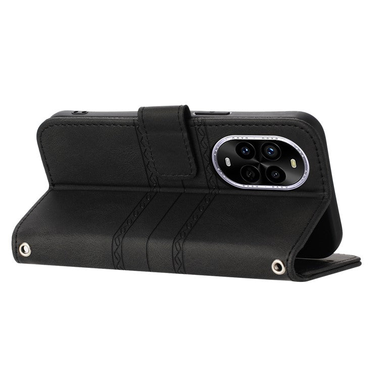 For Huawei nova 13 Pro 5G Case Wallet Skin-Touch Leather Imprinted Phone Cover - Black