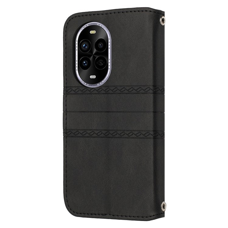 For Huawei nova 13 Pro 5G Case Wallet Skin-Touch Leather Imprinted Phone Cover - Black