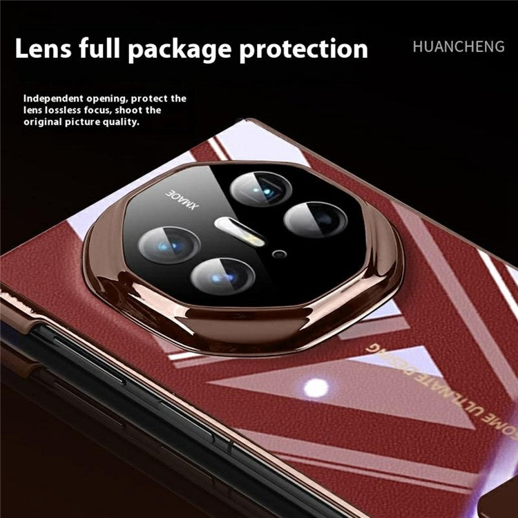 For Huawei Mate XT Ultimate Case Kickstand Electroplating Frame Clear PC Phone Back Cover - Champagne Gold