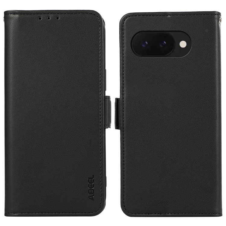 ABEEL For Google Pixel 9a Case Leather Phone Cover with RFID Blocking Wallet - Black
