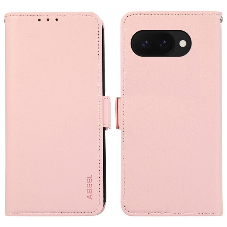ABEEL For Google Pixel 9a Case Leather Phone Cover with RFID Blocking Wallet - Pink