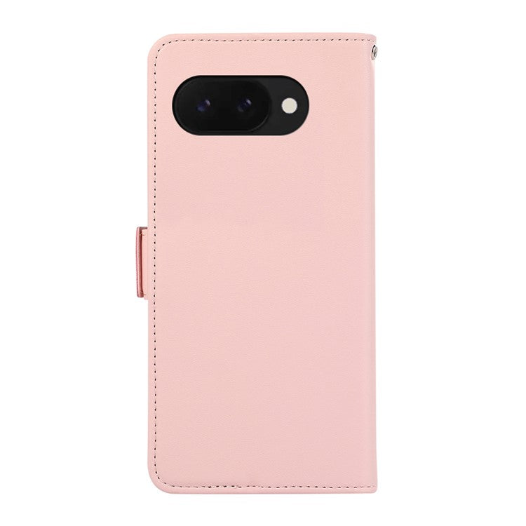 ABEEL For Google Pixel 9a Case Leather Phone Cover with RFID Blocking Wallet - Pink