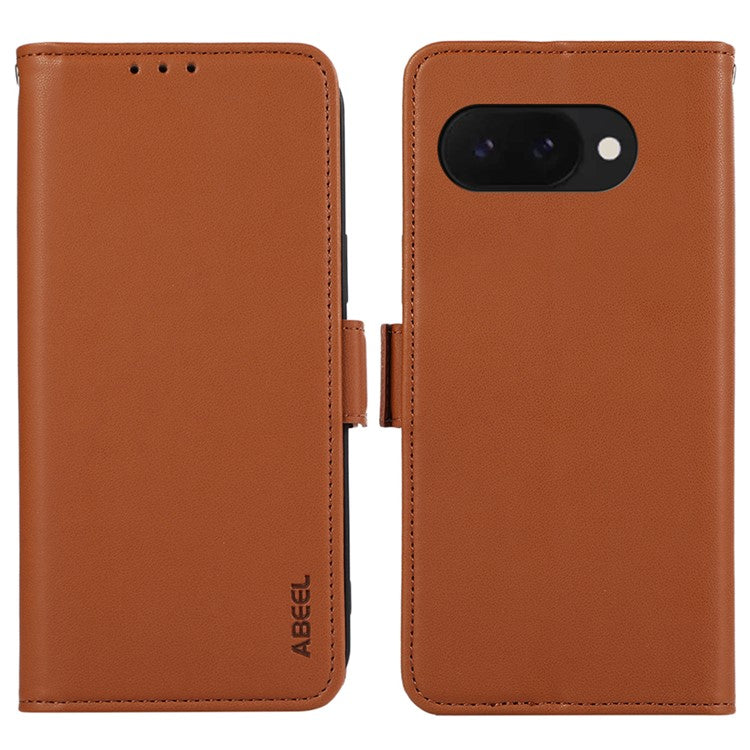 ABEEL For Google Pixel 9a Case Leather Phone Cover with RFID Blocking Wallet - Brown