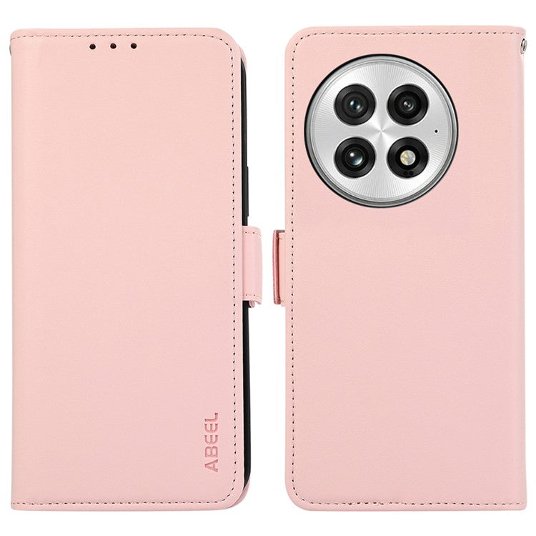 ABEEL For OnePlus 13 Case Leather Phone Cover with RFID Blocking Wallet - Pink