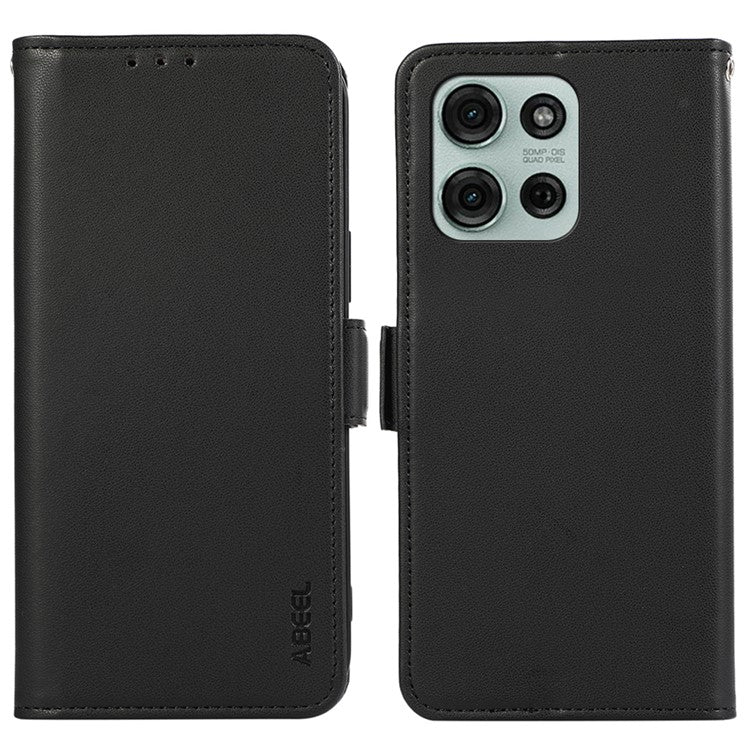 ABEEL For Motorola Moto G75 5G Case Leather Phone Cover with RFID Blocking Wallet - Black