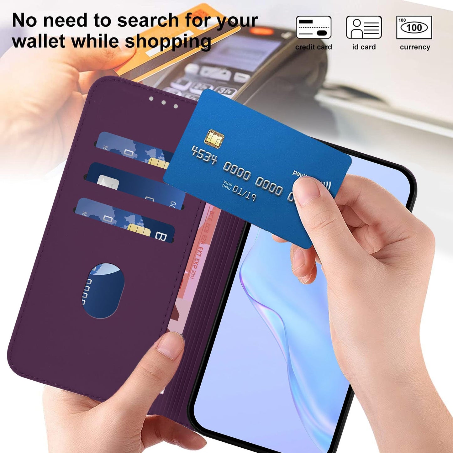 For Samsung Galaxy A05s 4G Case Solid Color Wallet Leather Phone Cover with Strap - Violet