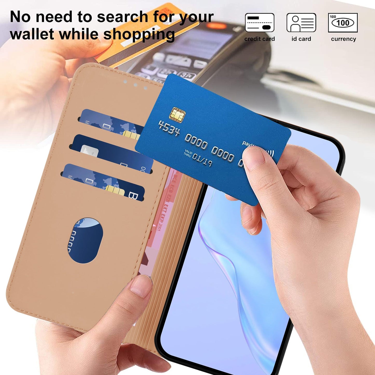 For Samsung Galaxy A36 5G Case Solid Color Wallet Leather Phone Cover with Strap - Nude